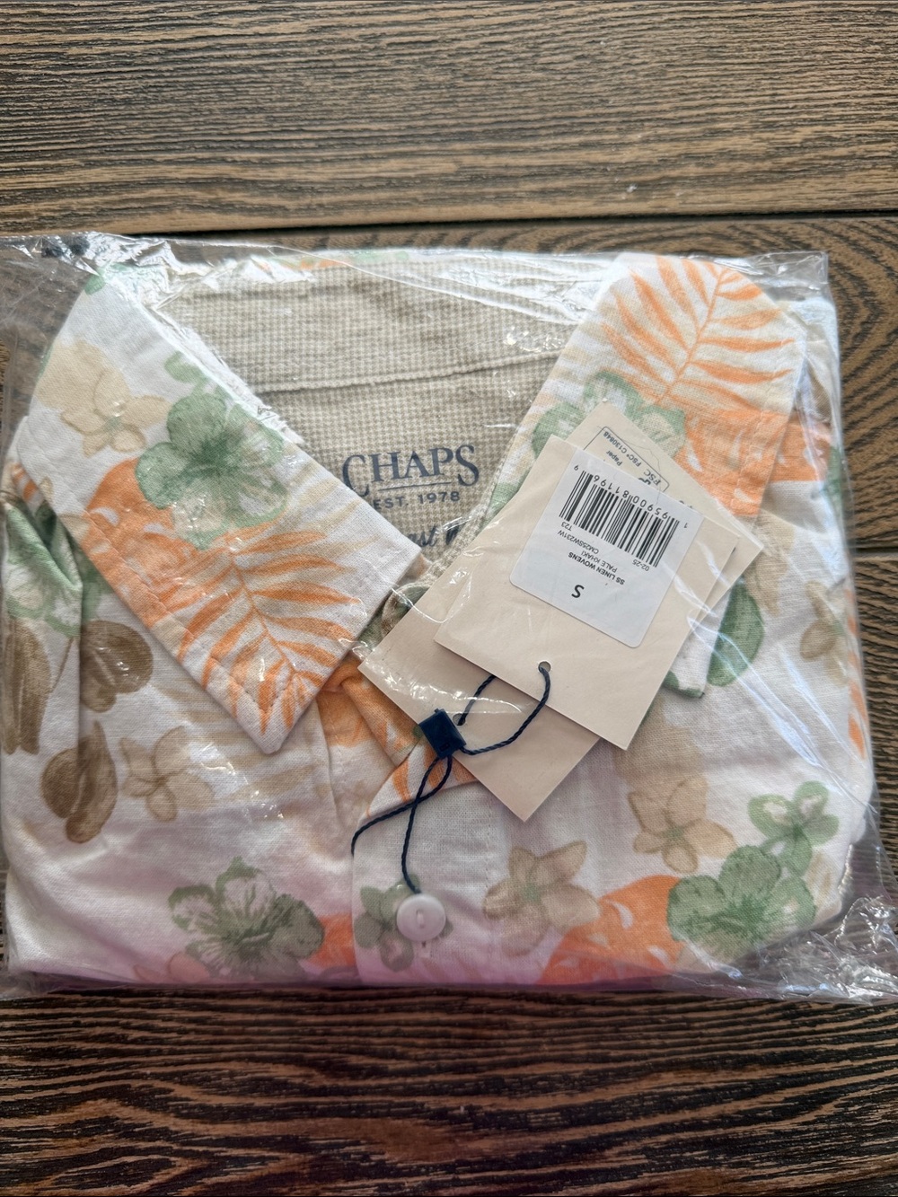 Chaps Men's Floral Polo Shirt Seacoast Wash Small Cotton/Linen Hawaiian